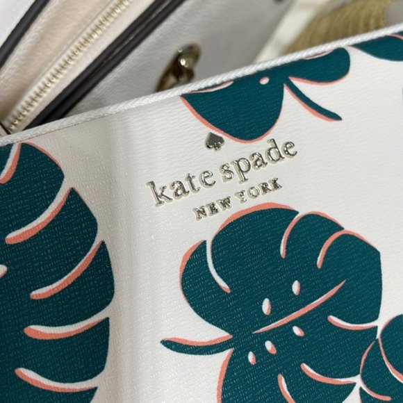 Kate Spade Darcy Monstera Leaves Laptop Sleeve Cream Multi - Picture 6 of 16